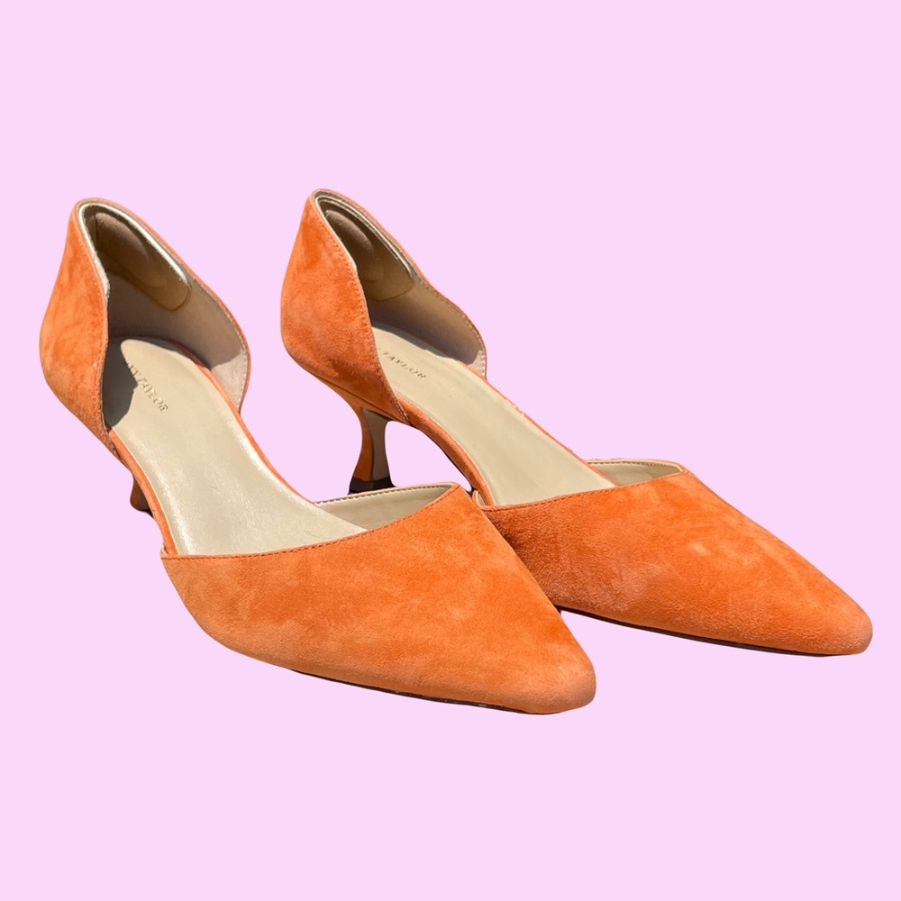 Ann Taylor orange suede kitten heels!